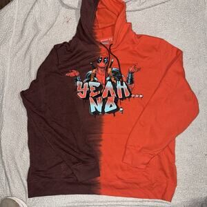 Marvel Deadpool Hoodie Sweatshirt Mens 2XL XXL (50-52) Red And Black Yeah No